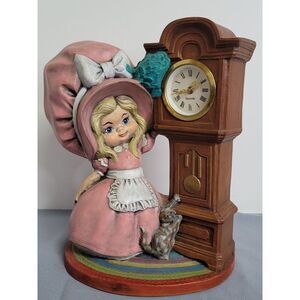 Vintage Byron Molds Girl Dusting Grandfather Clock #SH1